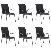 Stackable Garden Chairs 6 pcs Steel and Textilene Black vidaXL