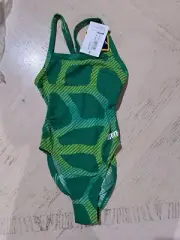 Arena Swimsuit Girls Size 24 One Piece Green. Thin Strap.