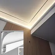 Led Crown Molding Trim Ceiling, 8 X 6 Cm Wide Fit LED Channel Track for Home Decor Indirect Lighting, Wall Corner Floor LED Coving Profile Aluminum(4.5 m/14. 7 ft)