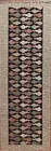 Geometric Art Deco Runner Rug Wool Art Rich Colors, Cultural Heritage 3x12 ft