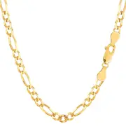 10k Yellow Solid Gold Figaro Chain Bracelet, 4.0mm, 8"