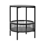 Avayah Round Side Table with shelf 49cm Black Woodgrain