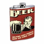 Vintage Bar Sign D4 Flask 8oz Stainless Steel Hip Drinking Whiskey