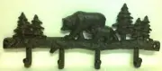 Bear Coat Rack - Key Rack - Cast Iron Bear w/ Cub - Pine Trees - Lodge, Cabin
