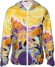 [Dwrepo] Hand Drawn Flowers Sun Protection Hoodie Jacket Lightweight Zip Up Long Sleeve Sun Hoodie with Pockets