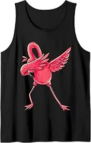 [Generic] Funny Dabbing Flamingo Art Cute Dab Dance Bird Tank Top T-Shirt for Men Crew Neck Tee Shirt