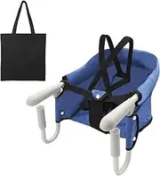 Surplex Folding Baby Hook On Seat, Fast Table Chair, Kids Removable Seat Cushion Portable & Foldable Dining Feeding Chairs, Easy Hook on Table Highchair for Travel & Home with Carry Bag, Blue
