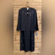 NWT Adrianna Papell Evening Essentials Sz L Cardigan Wide Leg Flowy Pants Set