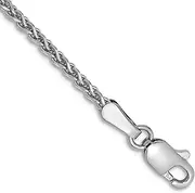 [JewelryWeb] 14ct White Gold Lobster Claw Closure 1.4mm Solid Sparkle Cut Spiga Chain Bracelet - Length Options: 15 18
