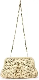 AIMALL Ethnic Style Woven Dumpling Bag - Small Straw Handbag with Detachable Chain, High Capacity, Manual Preparation, Versatile Daily Use
