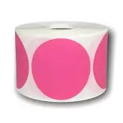 Zebra / Rollo 1.75" Direct Thermal Pink Round Labels 1" Core 4 RLS of 800 EA