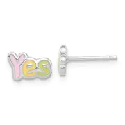 Sterling Silver Madi K Enameled Yes Post Earrings