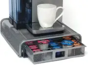 Lipper Rolling Coffee Drawer, 35 K-Cups Pod Holder (Silver, Metal) Space Saver