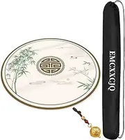 Mahjong Mat Circle Mahjong Table Cover Mat ，Rubber Anti-Slip for Poker, Bridge，Tile Games, Dice Games(Bamboo,70CM)