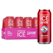 Caffeine Cherry Vanilla Sparkling Water with Caffeine, Zero Sugar, with Antioxid