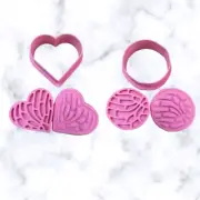 CONCHA Heart Fondant or Cookie CUTTERS EMBOSSERS