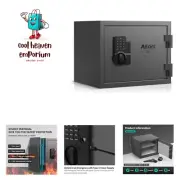 Fireproof Safe Box, 1.2 Cubic Feet Small Fire Safe Steel Security Home Safe w...