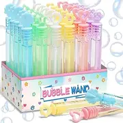 Bubble Party Favors for Kid, 30 Pack Mini Bubbles Bulk with Display Box, Pastel Bubble Wand Sticks Toy for Party Supplies, Birthday, Wedding Decorations, Goody Bag Fillers Stuffers, Carnival Prizes