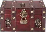 [TUWEI] Jewelry Box, Wooden Decorative Treasure Chest Storage Box with Combination Lock, Vintage Trinket Boxes for Women Men Girls Kids, Souvenirs Organizer Case with Lids for Envelope
