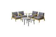 Livsip Outdoor Lounge Set 6PCS Patio Furniture 2pc Grey Coffee Side Table Sets