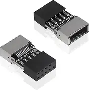 Duttek USB 2.0 to USB 3.2 Gen 1 Header Adapter, USB 9Pin Female to Type-E Female Adapter for Front Panel Connector 2 Pack