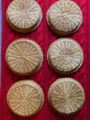 6 SET POTTERY BARN NATURAL 9.5 WICKER WILLOW ROUND CHARGER PLATE TABLE PLACEMATS
