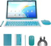 10 inch Tablet with Keyboard 2 in 1 Android 14 Tablets Include Navy