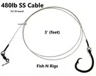 3' Shark Fishing Leader Rig ~ 10/0 x 4X Circle Hook 480lb Cable