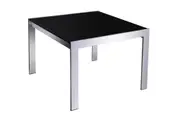 Rapidline Glass Coffee Table W600 x W600 x H450mm Chrome Frame Black Tempered Glass Top
