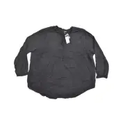 NEW Torrid Size 4 Plus Black Rayon Blouse V Neck Long Sleeve Lenny