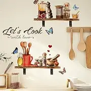 MTOMDY 2 PCS Kitchen Wall Decor，Kitchen Rules Wall Stickers,Removable Vinyl Sign Art Decal for Kitchen Dining Baking Room Restaurant Home Décor