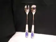 ROSTFREI STAINLESS STEEL SALAD SERVERS HOLLAND WINDMILL SCENE