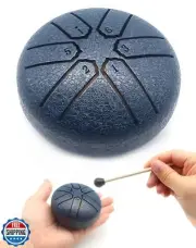Anvin Mini Steel Tongue Drum 3 Inch 6 Notes Metal Hand Drum with Drum Mallets