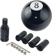 Pursuestar Black 8 Round Ball Gear Shift Knobs, Universal Automatic Manual Shifter Knob + Aluminum Adapter, Stick Shift Knob Head Cover Handle Ball with Adapter 12x1.25mm Fit Most Vehicles