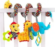 Stroller Activity Toy,Rattle Toys for Crib Mobile | Colorful Sensory Rattle with Squeaker for Babies 0-3-6 Month