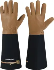 Long Gardening Gloves for Men & Women, Cowhide Leather Rose Pruning Gloves, Brea