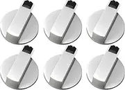 Jesnoe Cooker Knobs,Oven Knob 6pcs, 6mm Universal Silver Stove Control Knobs Adaptors Oven Switch Control Locks