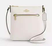 New Coach CV405 Mini Rowan File Bag Crossgrain Leather Chalk