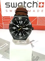 NEW Swatch Irony SPECIAL UNIT Stainless Steel Brown Leather Men's Watch YWB402