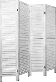 Artiss 4 Panel Room Divider, Folding Wooden Privacy Portable Screen Shelf Dividers Partition Wall Screens Home Pet Child Indoor Balcony Bedroom Furniture, Separator Water-Resistant White