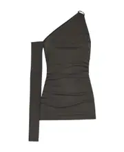 draped neckline jersey wrap top XL,L Black