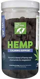Only Natural Pet Calming Hemp Soft Chews - Stress & Anxiety Calming Treat for Dogs and Cats, L-Theanine, Chamomile & Lemon Balm - 120 Count Soft Chews