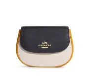 COACH Saddle Leather Crossbody Belt Bag In Colorblock Mustard Yellow Multi CB183