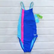 Speedo Youth Girls One Piece Swimsuit 8 / 24 (XXS) Chronos Blue Endurance NWT