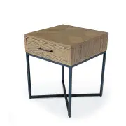 6IXTY Toulouse French Marquetry End Lamp Side Table W/ 1-Drawer - Oak