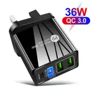 4 Port Fast Quick Charge PD USB-C QC 3.0 USB Hub Wall Charger Power Adapter Plug