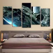 Millennium Falcon Star Wars Painting Canvas Print Framed 5 Piece Wall Art