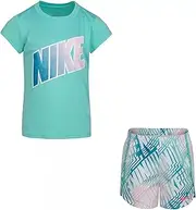 [Nike] Little Girls' Dri-FIT T-Shirt and Shorts 2 Piece Set (T_T(36H585-F1P)/W, 12 Months)