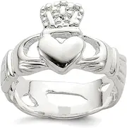 [JewelryWeb] 925 Sterling Silver Polished Solid Irish Claddagh Celtic Trinity Knot Ring Band Style-Ring for Women