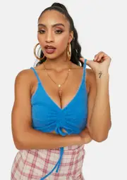 Azure Back By Demand Fuzzy Knit Tank